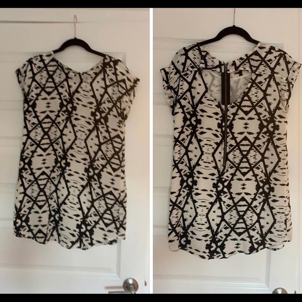 Riley 100% silk geometric open back dress